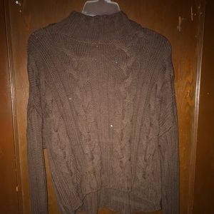 Moda Brown Braided Turtle Neck Sweater